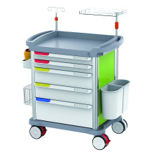 Hospital Clinic ICU ABS Medical Emergency Nursing Drug Trolley with Defibrillator